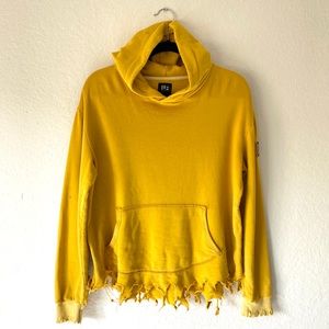 LF THE BRAND mustard distressed hoodie